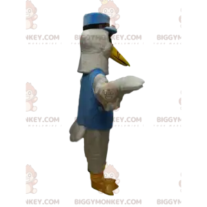 BIGGYMONKEY™ valkoinen joutsenmaskottiasu, jossa sininen kepi