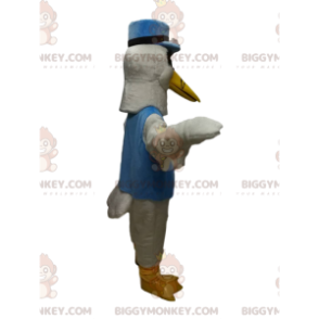 BIGGYMONKEY™ White Swan Maskottchen-Kostüm mit blauem Kepi und