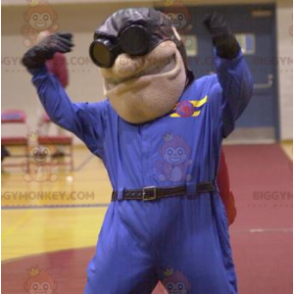 Aviator BIGGYMONKEY™ Mascot Costume with Brown Bomber Jacket