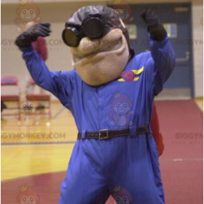 Lentäjän BIGGYMONKEY™ maskottiasu, jossa on ruskea Bomber-takki
