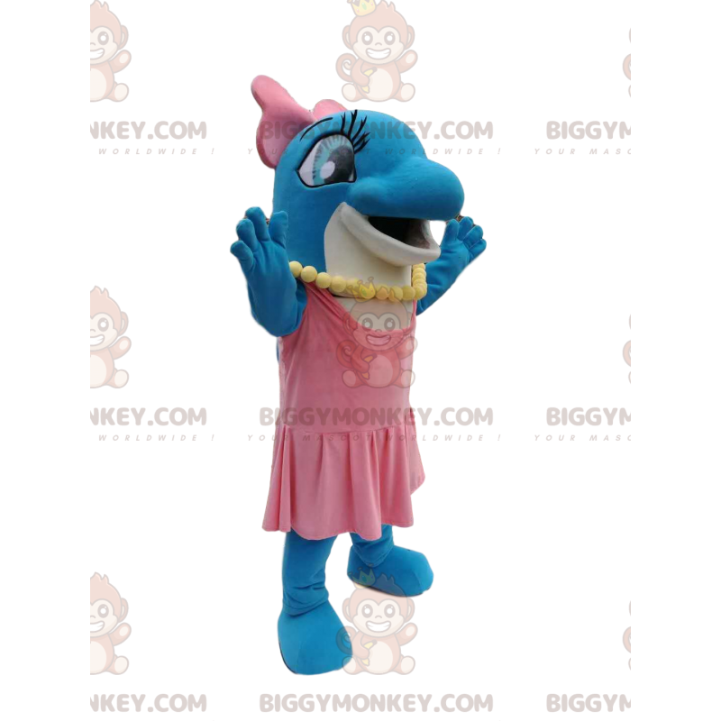 BIGGYMONKEY™ Female Dolphin Mascot Costume With Pink Dress - BIGGYMONKEY™ Female Dolphin Mascot Costume With Pink Dress -