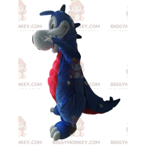 Costume de mascotte BIGGYMONKEY™ de dinosaure bleu et rouge.
