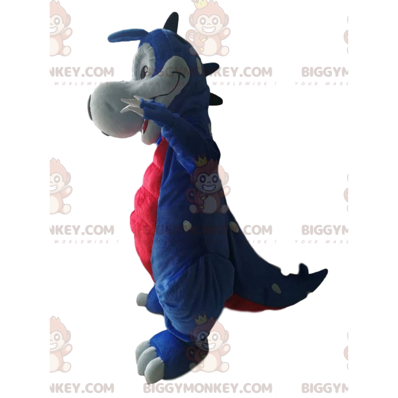 Disfraz de mascota de dinosaurio azul y rojo BIGGYMONKEY™.