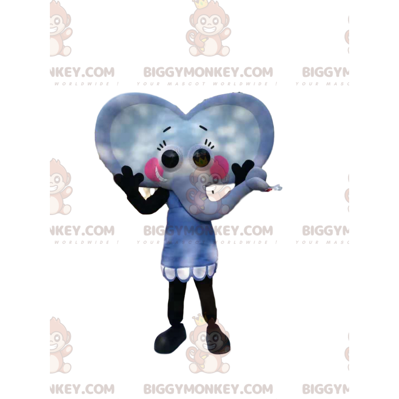 Heart Shaped Little Gray Elephant BIGGYMONKEY™ Mascot Costume -