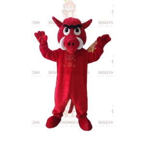 Aggressive Red Boar BIGGYMONKEY™ Mascot Costume. boar costume -