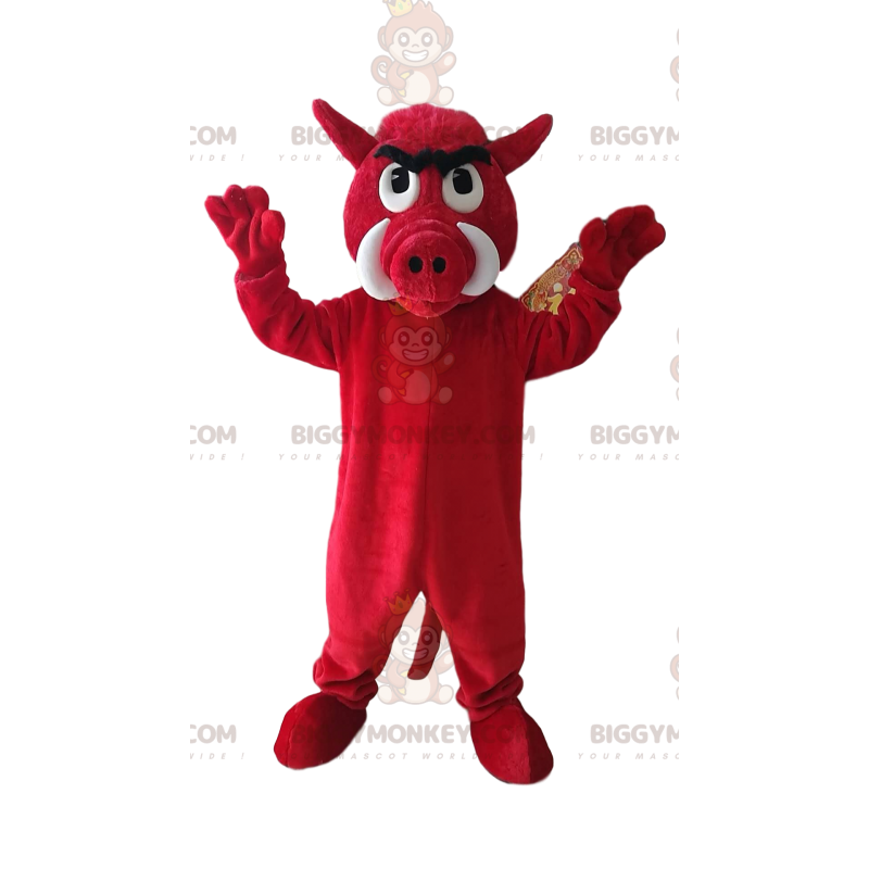 Aggressiivinen Red Boar BIGGYMONKEY™ maskottiasu. villisian Aggressiivinen Red Boar BIGGYMONKEY™ maskottiasu. villisian