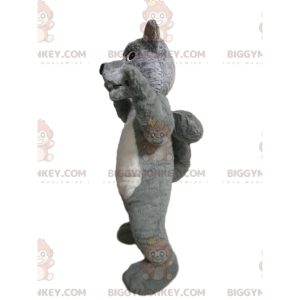 Aggressive Gray and White Wolf BIGGYMONKEY™ Mascot Costume –