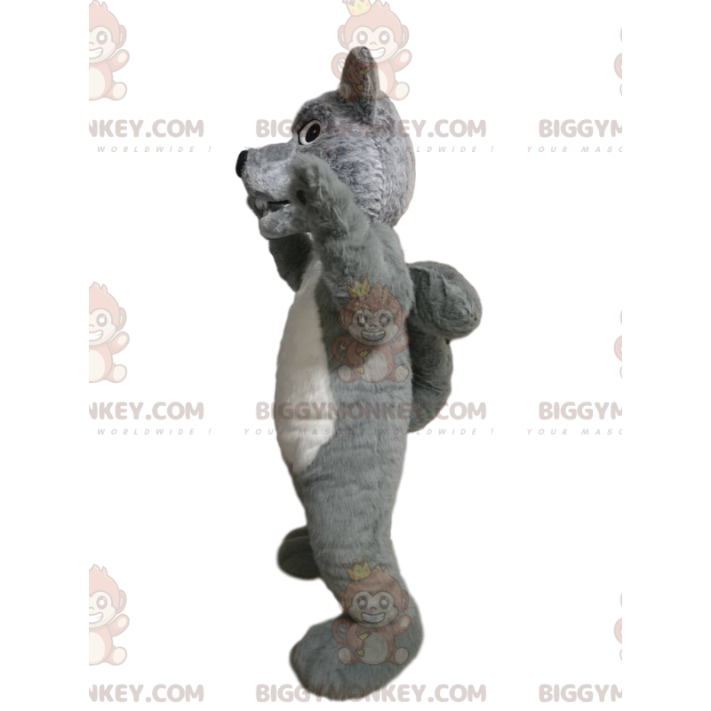 Agresivní kostým maskota šedého a bílého vlka BIGGYMONKEY™ - Vlk maskoti - BIGGYMONKEY_013722 - BiggyMonkey.com