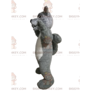 Agresivní kostým maskota šedého a bílého vlka BIGGYMONKEY™ - Vlk maskoti - BIGGYMONKEY_013722 - BiggyMonkey.com