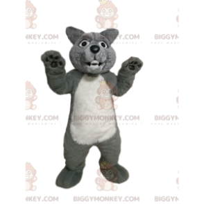 Kostium maskotki agresywnego szaro-białego wilka BIGGYMONKEY™ - Wolf Maskotki - BIGGYMONKEY_013722 - BiggyMonkey.com