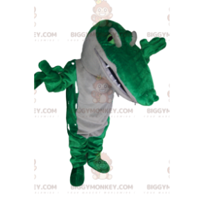Disfraz de mascota Cocodrilo verde y blanco BIGGYMONKEY™.