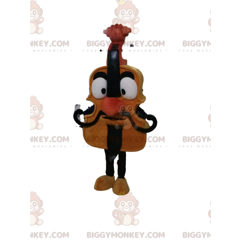 Traje de mascote marrom violoncelo BIGGYMONKEY™ com bigode fino Traje de mascote marrom violoncelo BIGGYMONKEY™ com bigode fino