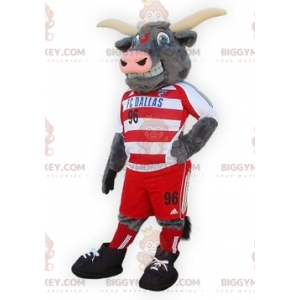 BIGGYMONKEY™ μασκότ στολή Grey Bull Buffalo με αθλητικά ρούχα - Μασκότ αγελάδων - BIGGYMONKEY_01638 - BiggyMonkey.com