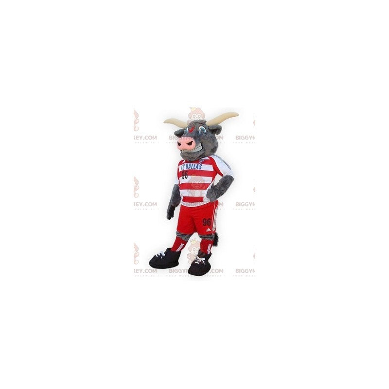 BIGGYMONKEY™ Mascot Costume Gray Bull Buffalo In Sportswear - BIGGYMONKEY™ Mascot Costume Gray Bull Buffalo In Sportswear -