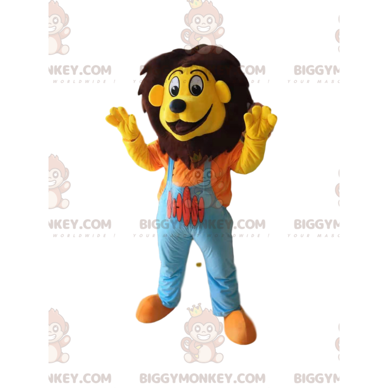 Costume de mascotte BIGGYMONKEY™ de lion rigolo avec une Costume de mascotte BIGGYMONKEY™ de lion rigolo avec une