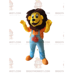 Traje de mascote de leão engraçado BIGGYMONKEY™ com macacão