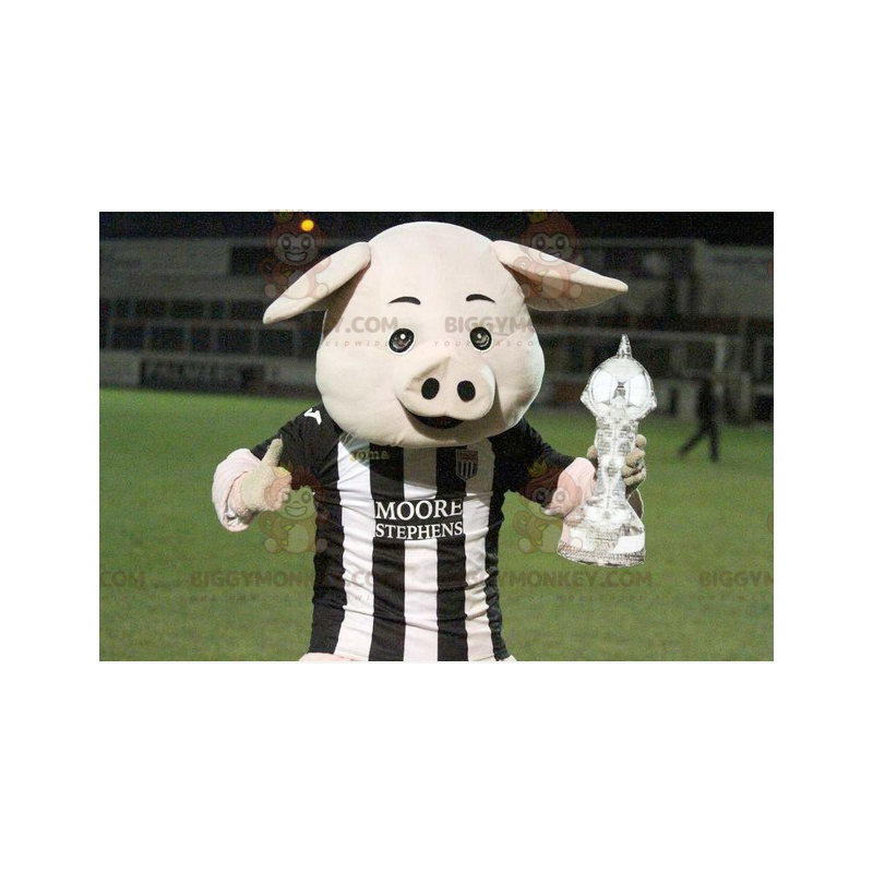 Costume da mascotte BIGGYMONKEY™ di maiale bianco con jersey Costume da mascotte BIGGYMONKEY™ di maiale bianco con jersey