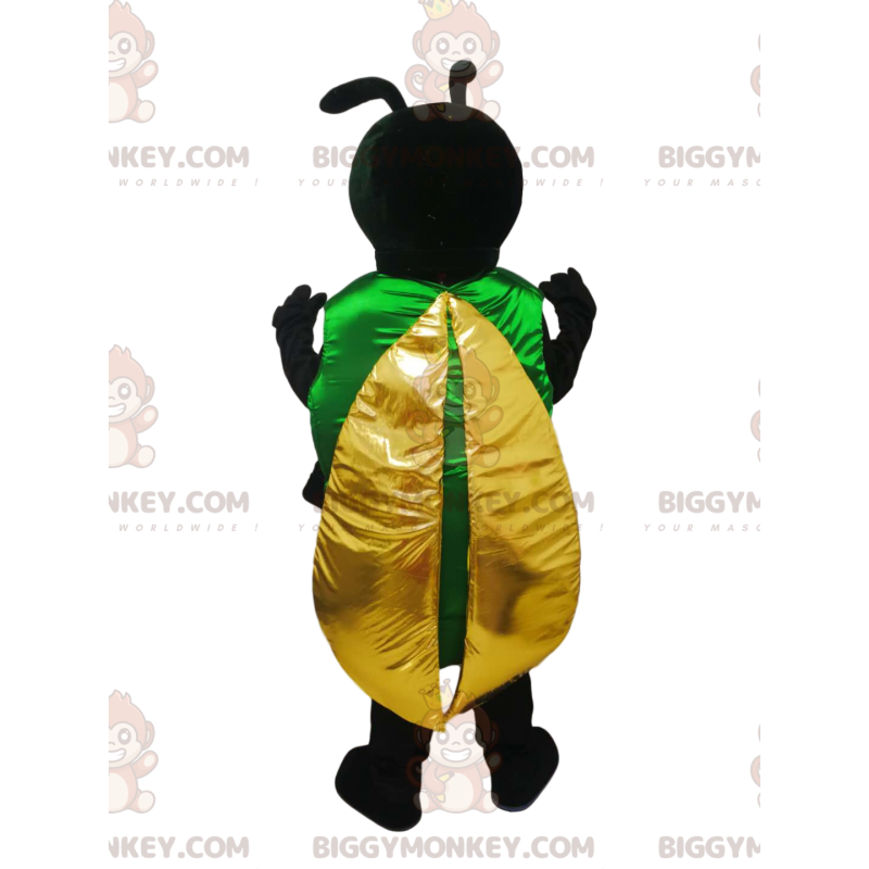 BIGGYMONKEY™ maskottiasu, musta hyönteinen keltaisilla BIGGYMONKEY™ maskottiasu, musta hyönteinen keltaisilla