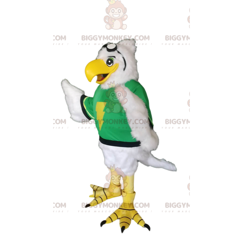 Golden Eagle BIGGYMONKEY™ mascottekostuum met neongroene jersey Golden Eagle BIGGYMONKEY™ mascottekostuum met neongroene jersey