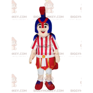 Χαμογελαστή στολή μασκότ BIGGYMONKEY™ Ρωμαίος Πολεμιστής με όμορφο κράνος