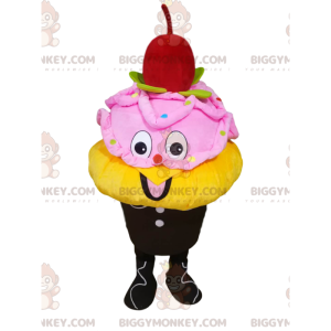 Costume de mascotte BIGGYMONKEY™ de glace jaune et rose avec