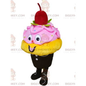 Costume de mascotte BIGGYMONKEY™ de glace jaune et rose avec