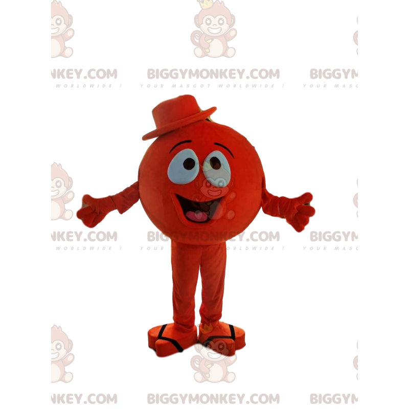 BIGGYMONKEY™ Lille rund rød mands maskotkostume med hat - BIGGYMONKEY™ Lille rund rød mands maskotkostume med hat -
