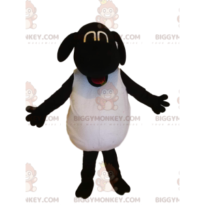 Lustiges schwarz-weißes Schaf BIGGYMONKEY™ Maskottchen-Kostüm -