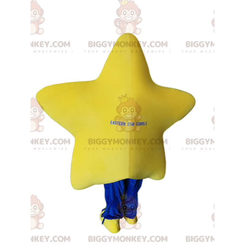 Fantasia de mascote estrela amarela muito sorridente Fantasia de mascote estrela amarela muito sorridente