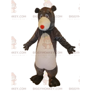 BIGGYMONKEY™ costume da mascotte di orso bruno con naso rosso.