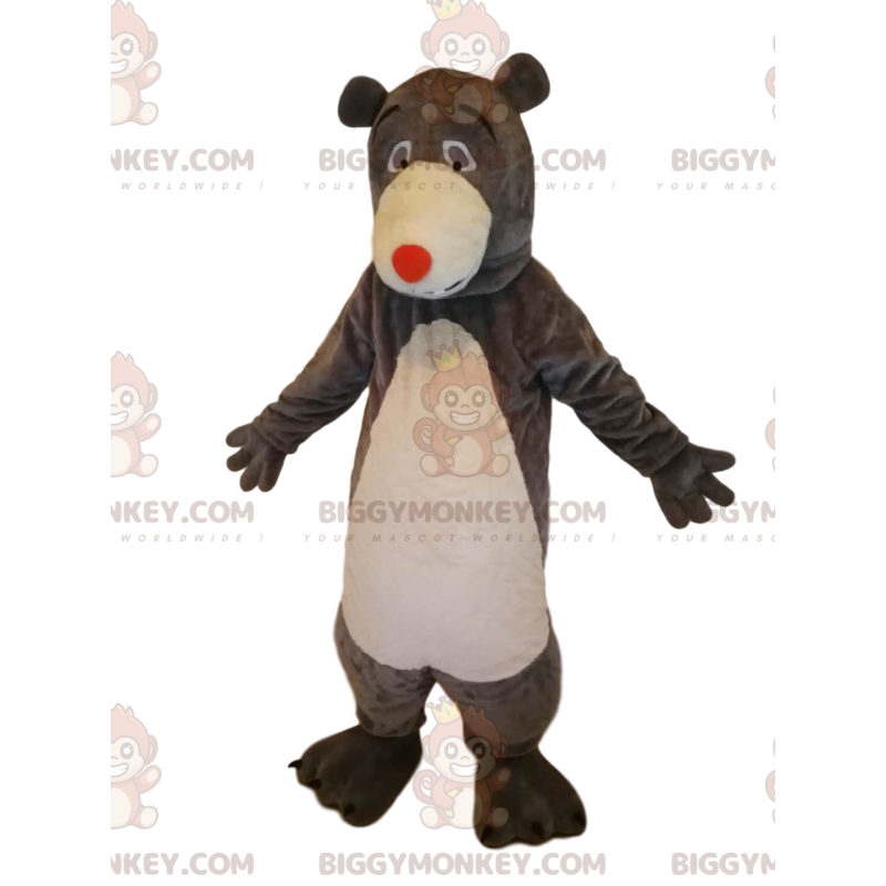 BIGGYMONKEY™ mascot costume of brown bear with a red nose. Bear BIGGYMONKEY™ mascot costume of brown bear with a red nose. Bear