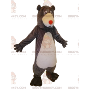 BIGGYMONKEY™ Maskottchenkostüm Braunbär mit roter Nase. Bär