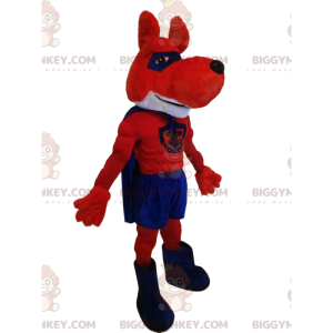 BIGGYMONKEY™ Red and Blue Wolf Superhero Mascot Costume -