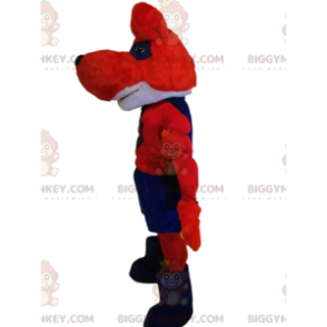 BIGGYMONKEY™ Red and Blue Wolf Superhero Mascot Costume -