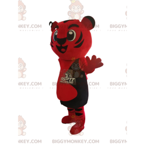 Very Happy Red and Black Tiger BIGGYMONKEY™ Mascot Costume -