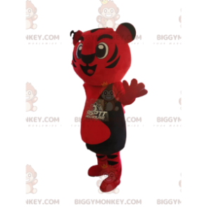 Very Happy Red and Black Tiger BIGGYMONKEY™ maskottiasu -