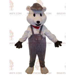 Traje de mascote de urso polar BIGGYMONKEY™ com macacão cinza –