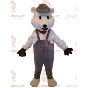 Disfraz de mascota de oso polar BIGGYMONKEY™ con overol gris -
