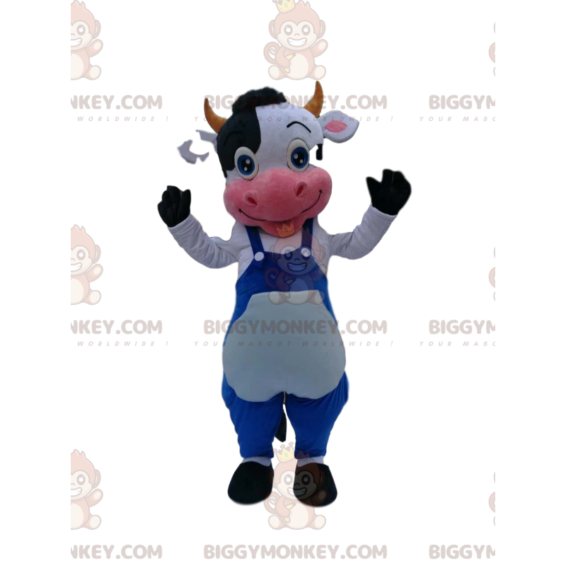 Costume da mascotte BIGGYMONKEY™ da mucca in bianco e nero con Costume da mascotte BIGGYMONKEY™ da mucca in bianco e nero con