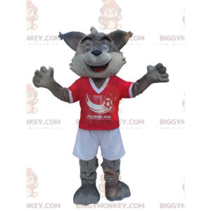 BIGGYMONKEY™ Μασκότ στολή Γκρι και Λευκός Λύκος με αθλητικά
