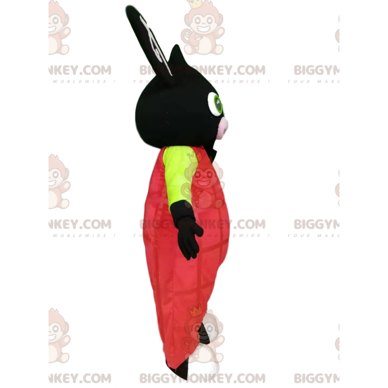 BIGGYMONKEY™ maskottiasu, musta kani vaaleanpunaisilla BIGGYMONKEY™ maskottiasu, musta kani vaaleanpunaisilla