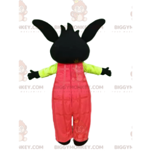 BIGGYMONKEY™ Maskotkostume Sort kanin med lyserøde overalls - Kanin maskot - BIGGYMONKEY_013775 - BiggyMonkey.com