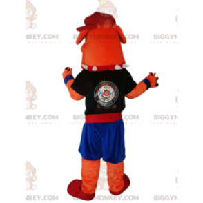 Oranžový kostým maskota BIGGYMONKEY™ ve sportovním oblečení –