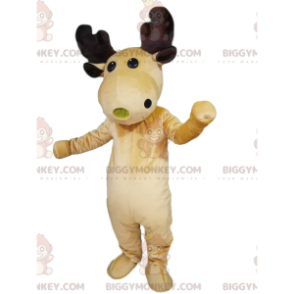 Rendier BIGGYMONKEY™ mascottekostuum met prachtig fluwelen gewei - Bosdieren - BIGGYMONKEY_013779 - BiggyMonkey.com