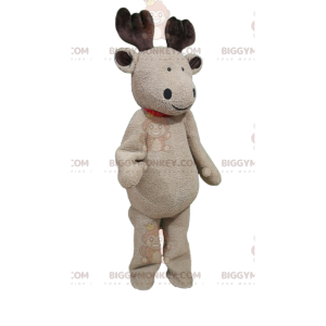 BIGGYMONKEY™ μασκότ στολή μπεζ Τάρανδος με γοητευτικό χαμόγελο