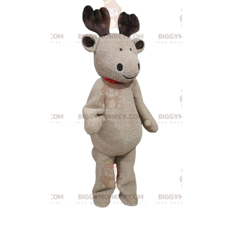 BIGGYMONKEY™ maskotdräkt Beige ren med charmigt leende - BIGGYMONKEY™ maskotdräkt Beige ren med charmigt leende -
