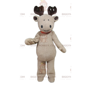 BIGGYMONKEY™ Mascot Costume Beige Reindeer With Charming Smile