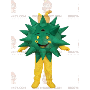 Smiling Green and Yellow Virus BIGGYMONKEY™ Mascot Costume.
