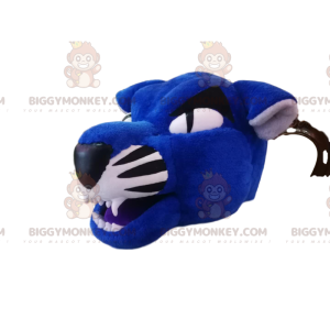 Blauer und schwarzer Tiger BIGGYMONKEY™ Maskottchen-Kostümkopf