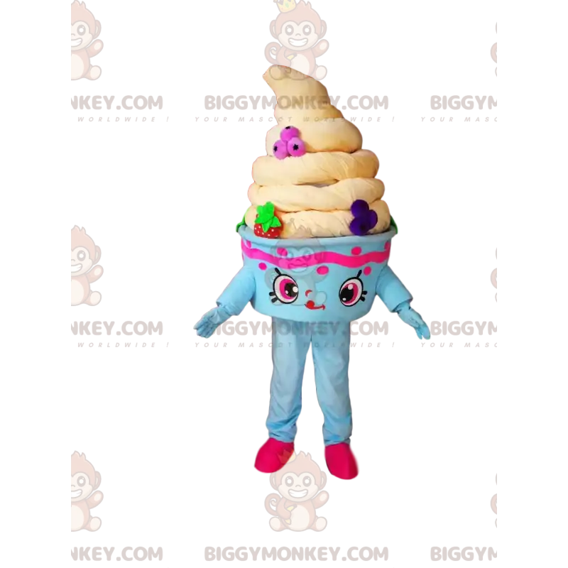 Very Cute Blue and Yellow Ice Cream Cup BIGGYMONKEY™ Mascot Very Cute Blue and Yellow Ice Cream Cup BIGGYMONKEY™ Mascot
